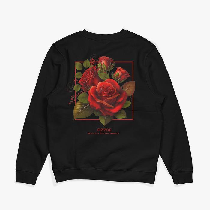 (Luxe Style Store) FIZZGE Sweatshirt Crewneck MAWAR - Black - Hitam, M