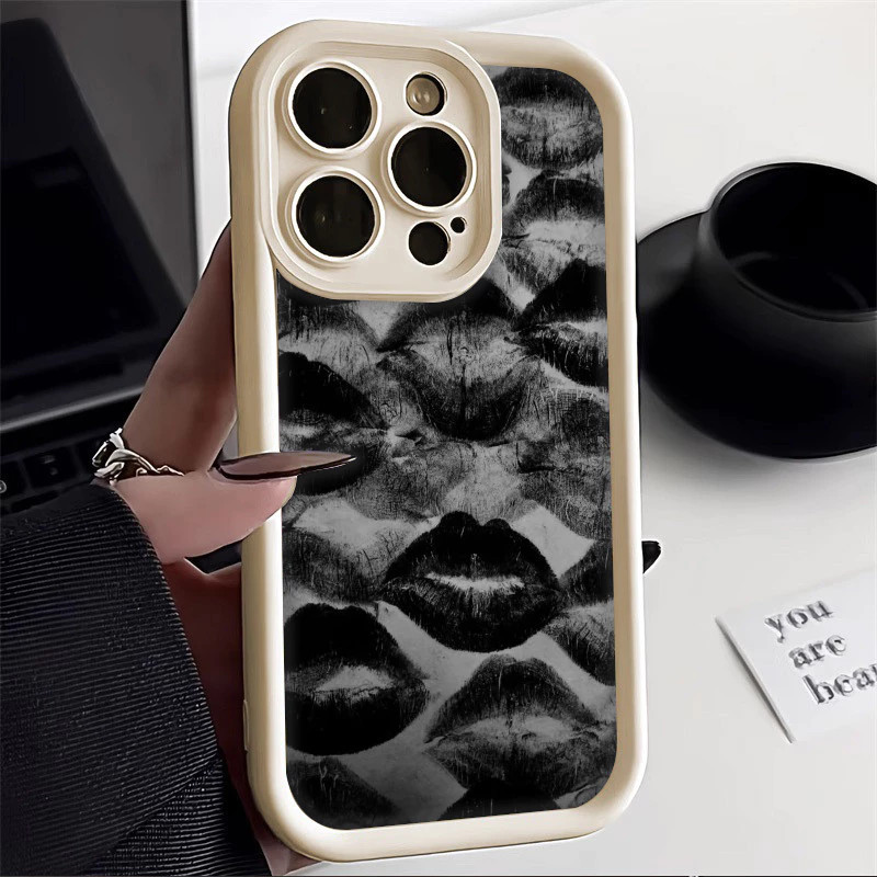 casing ponsel Pola Ciri khas bekas bibir Untuk iPhone 13 12 11 14 15 PRO MAX XR XS X MAX 6 6S 7 8 15