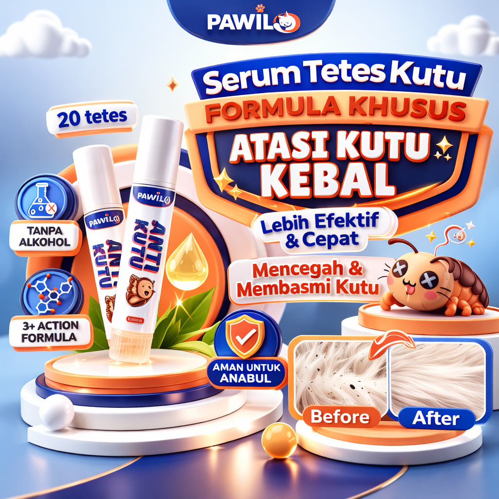 Serum Kutu Kucing Tetes Tanpa Alkohol, Isi 20 Tetes, Anti Flea Ampuh Bunuh Kutu Membandel & Berat, O