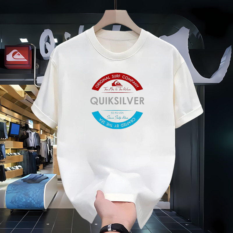 Baju kaos pria Quiksilver Baju Atasan Sporty Outdoor Kasual Nyaman Pakaian Berkualitas kaos Dasar Pr