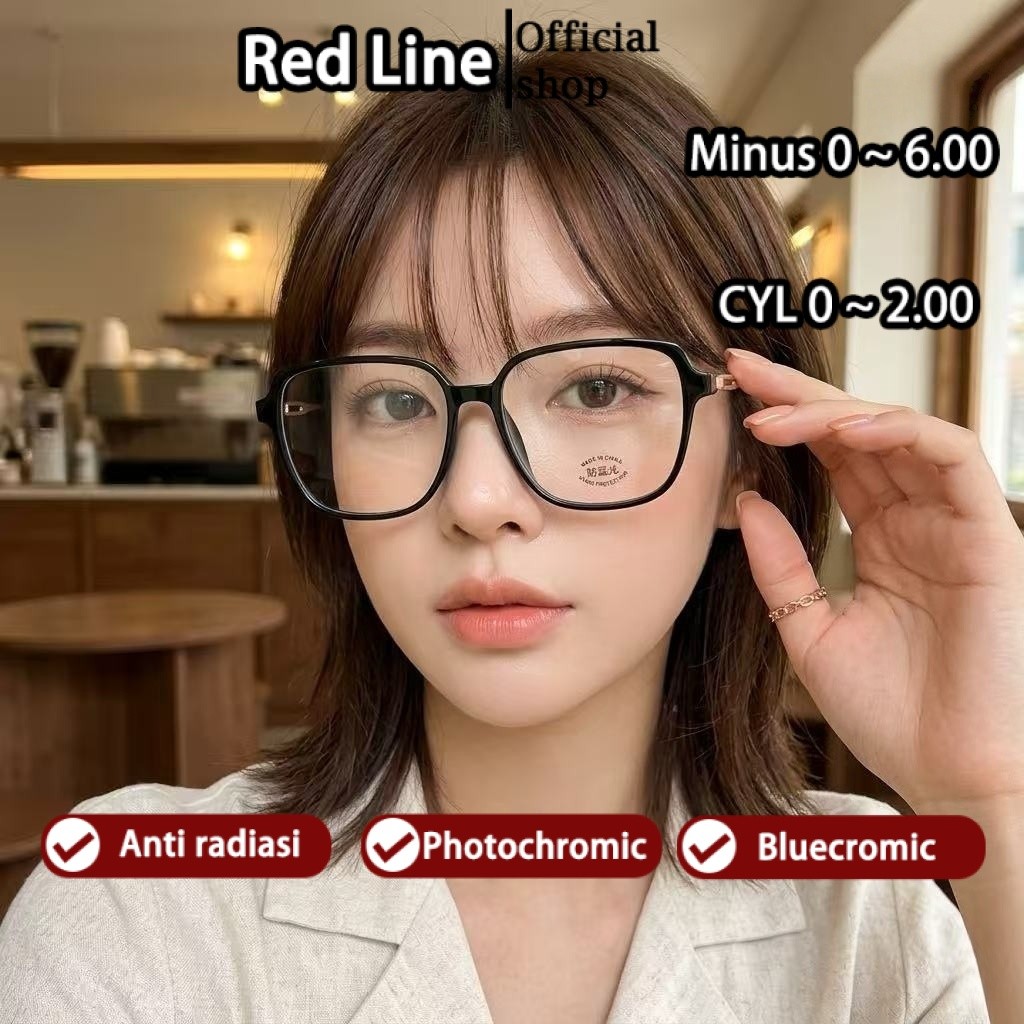 Red Line Kacamata Minus -1 -2 -3 -4 -5 -6 Lensa Anti Radiasi Blueray Minus Silinder Wanita Pria Beni