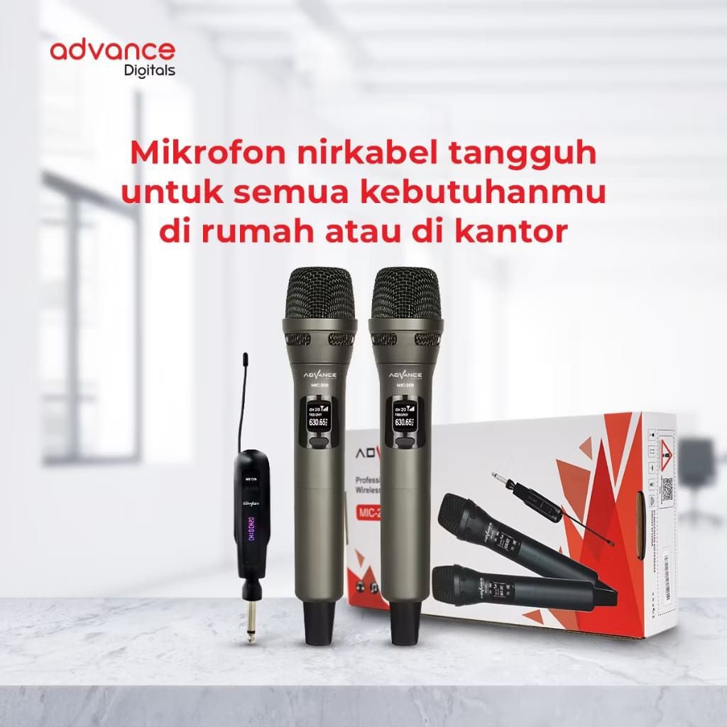 READY ADVANCE MIC DOUBLE WIRELESS MIC-209 mic wireless tanpa kabel Advance MIC209 mic wireless isi 2
