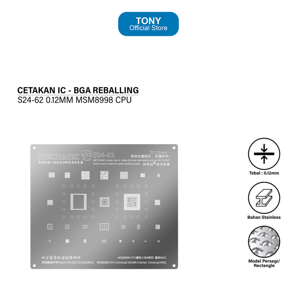 Cetakan IC MECHANIC S24-62 - Xiaomi 6 / Mix 2 MSM8998 CPU Reballing - S24-62