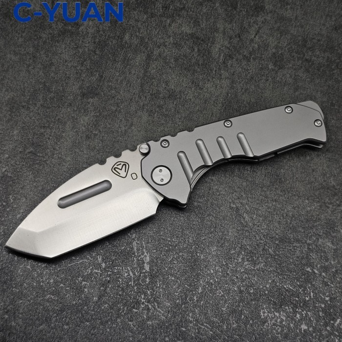 Medford Praetorian Folding Knife D2 Steel Blade Steel Handle Silver Pisau Lipat EDC Outdoor