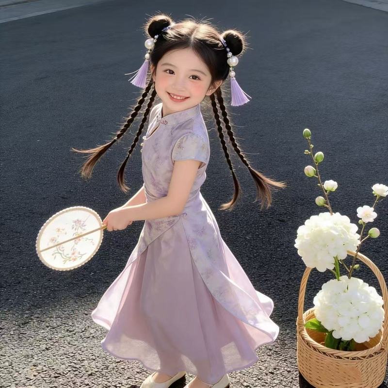 [COD]Gaun Cheongsam Ungu Gadis Gaun Putri Gaun Cheongsam Ungu