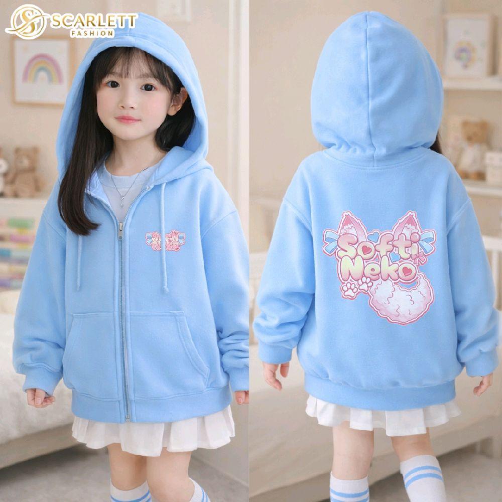 Scarlett Fashion Jaket Hoodie Ritsleting Anak Perempuan Usia 1-18 Tahun Bahan Fleece Premium Nyaman 