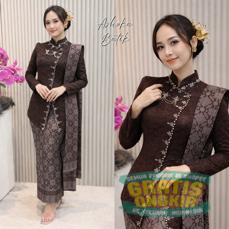 SPECIAL MAHOGANY - SET KEBAYA JANGGAN MODERN ALA JENG YAH - KEBAYA KARTINI WISUDA LAMARAN TUNANGAN K