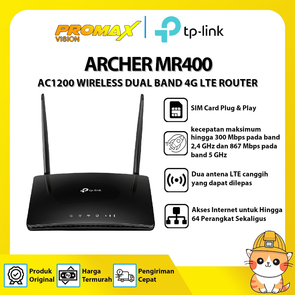 TP-LINK ARCHER MR400 AC1200 WIRELESS DUAL BAND 4G LTE ROUTER