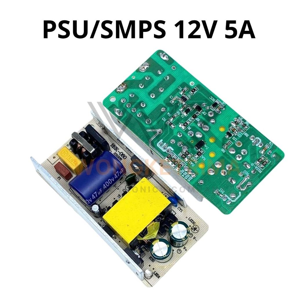 Kit Adaptor 12V 5A AC to DC Power Supply Board Lengkap Fuse dan Indicator