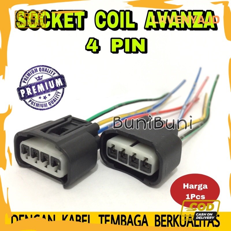 Socket Soket Coil / Koil Mobil Avanza / Xenia / Innova / Rush / Terios / Vios / Granmax Dengan Kabel