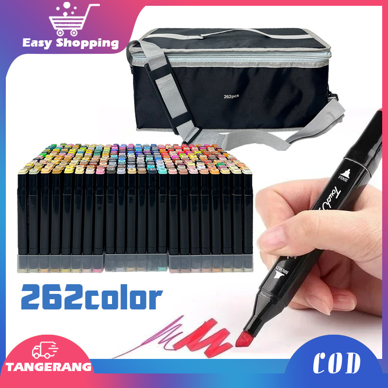 262pcs Spidol Marker Warna Warni Spidol Dual Side Fine Art Marker Drawing Marker