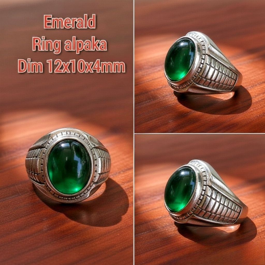 CINCIN BATU EMERALD GREEN RING ALPAKA CAKEP