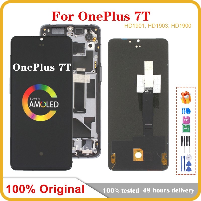 6.05'' AMOLED For OnePlus 7T Mobile Phone LCD Screen splay assembly Tou Screen LCD Panel Replacement