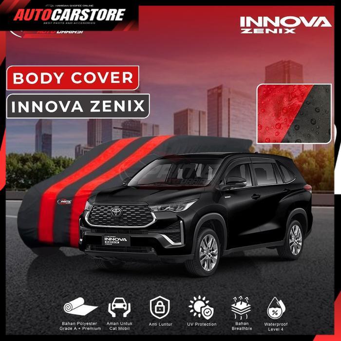 [ ACSports ] Body Cover Mobil Warna INNOVA ZENIX Sarung Penutup Mobil Waterproof - HITAM LIST MERAH