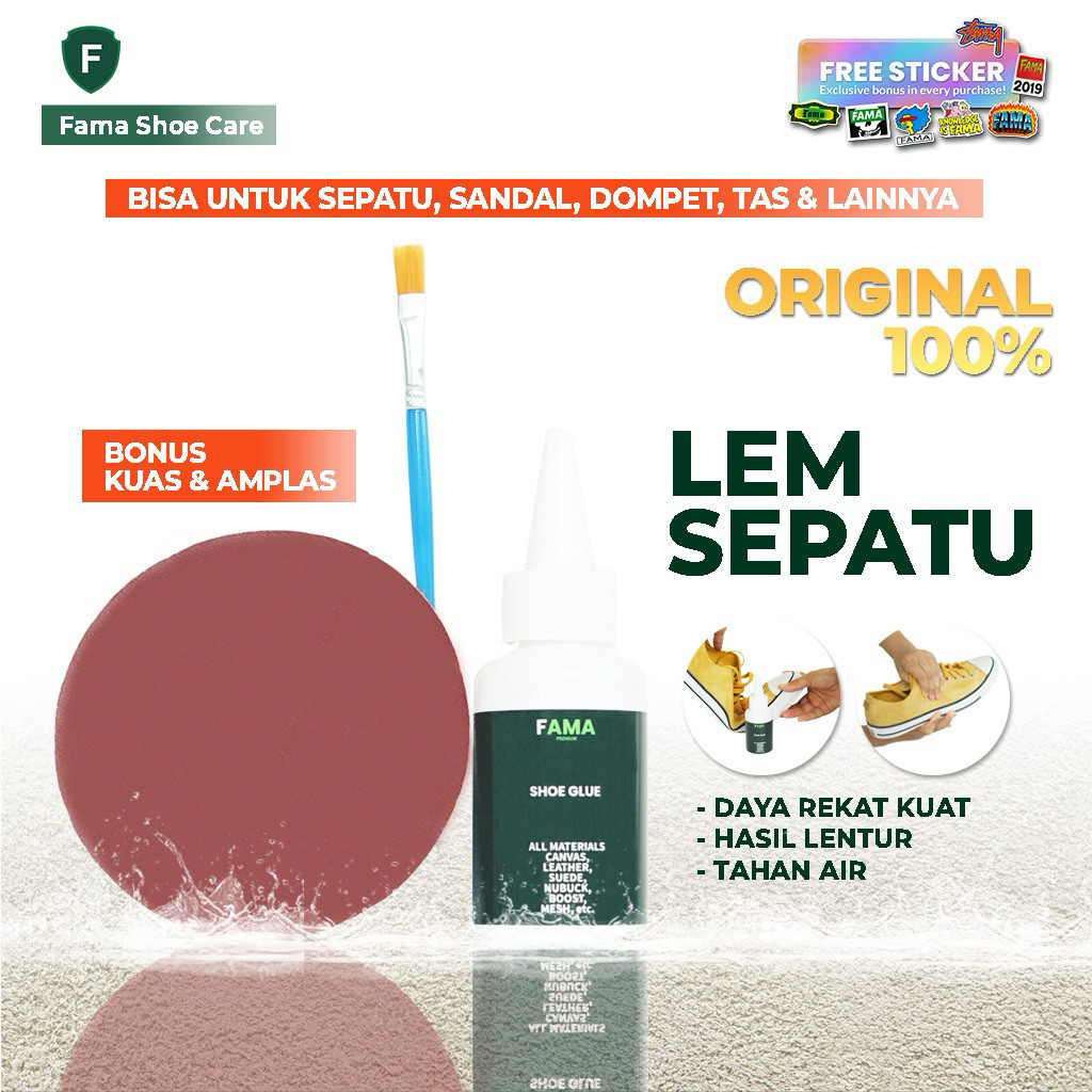 1SMG FAMA -Lem Sepatu-SET Bonus Amplas+Kuas-Shoe Glue-fama shoe cleaner -fama shoes cleaner
