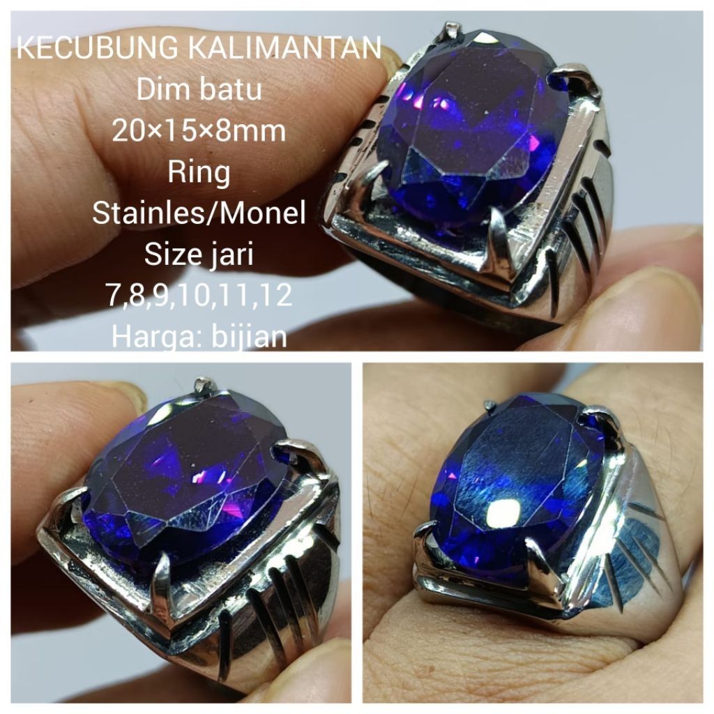 CINCIN STAINLES BATU KECUBUNG UNGU KALIMANTAN JUMBO