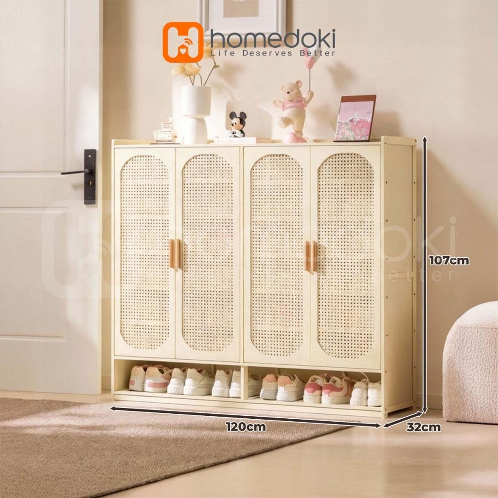 Homedoki Lemari Sepatu/Lemari Sepatu Tertutup/Lemari Kayu Minimalis/Lemari Sepatu Susun Tertutup/Lem