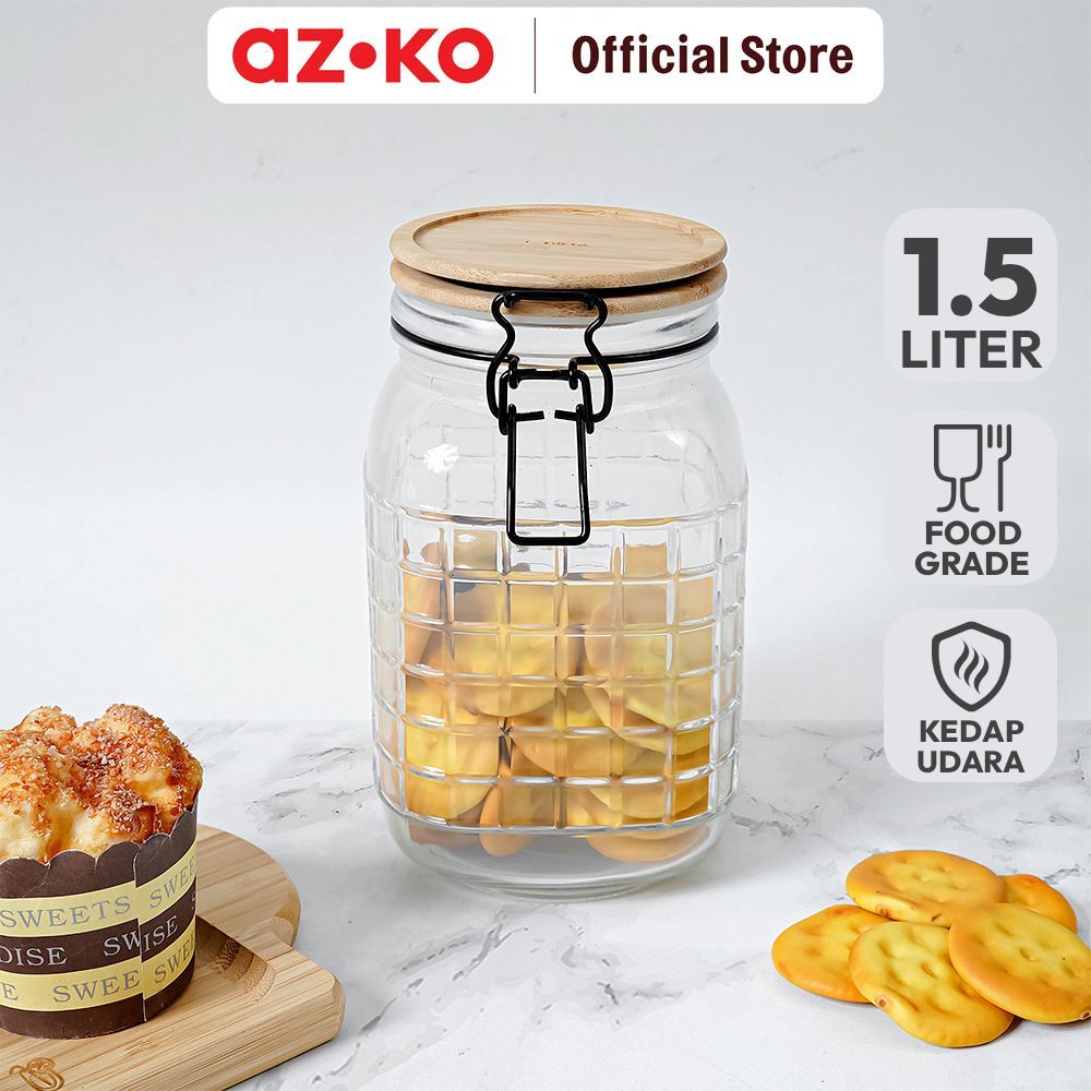 AZKO Picas Noir Stoples Makanan Transparan Jar Tempat Simpan Snack Dan Permen Setoples Toples Serbag