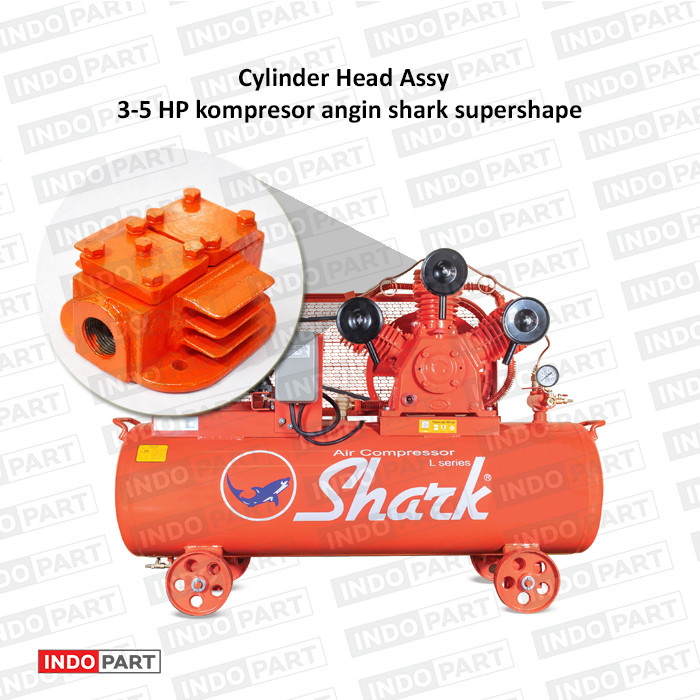 Cylinder Head Assy Kompresor Angin Shark Supershape 3–5 HP | Kepala Silinder Kompresor