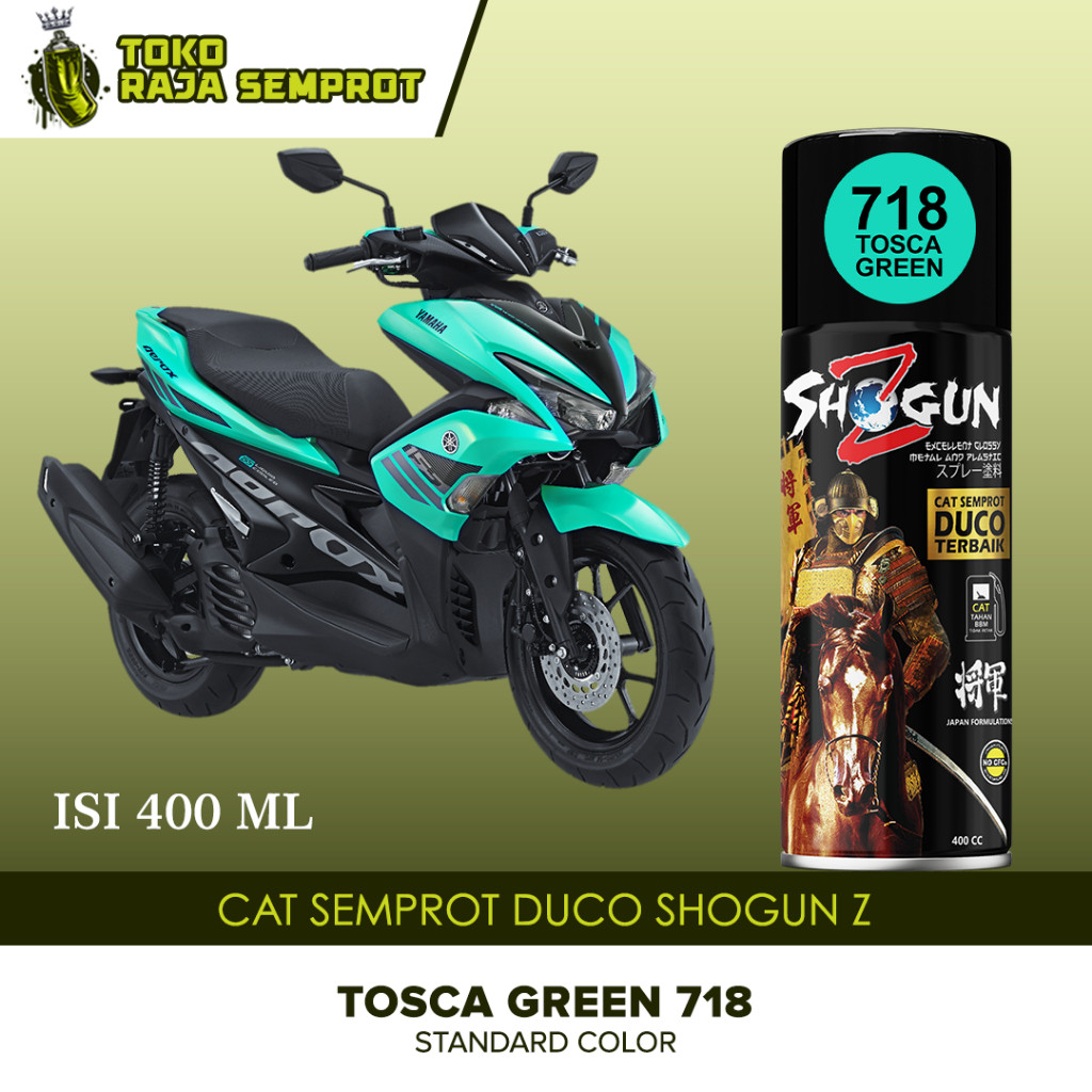 Cat Semprot Pilok Motor Cat Pilox Semprot Shogun Z Paint Duco Tosca Green Hijau Mint Premium 718 kua