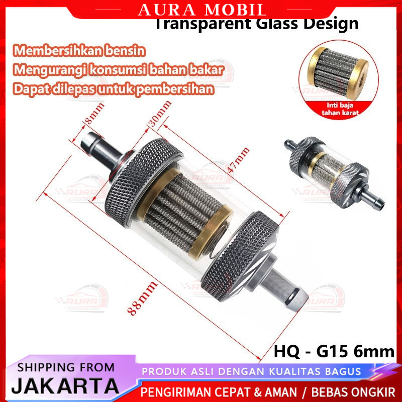 Filter Bensin Transparan CNC titanium Filter bensin traansparan EYGL selang bensin toyospring Univer