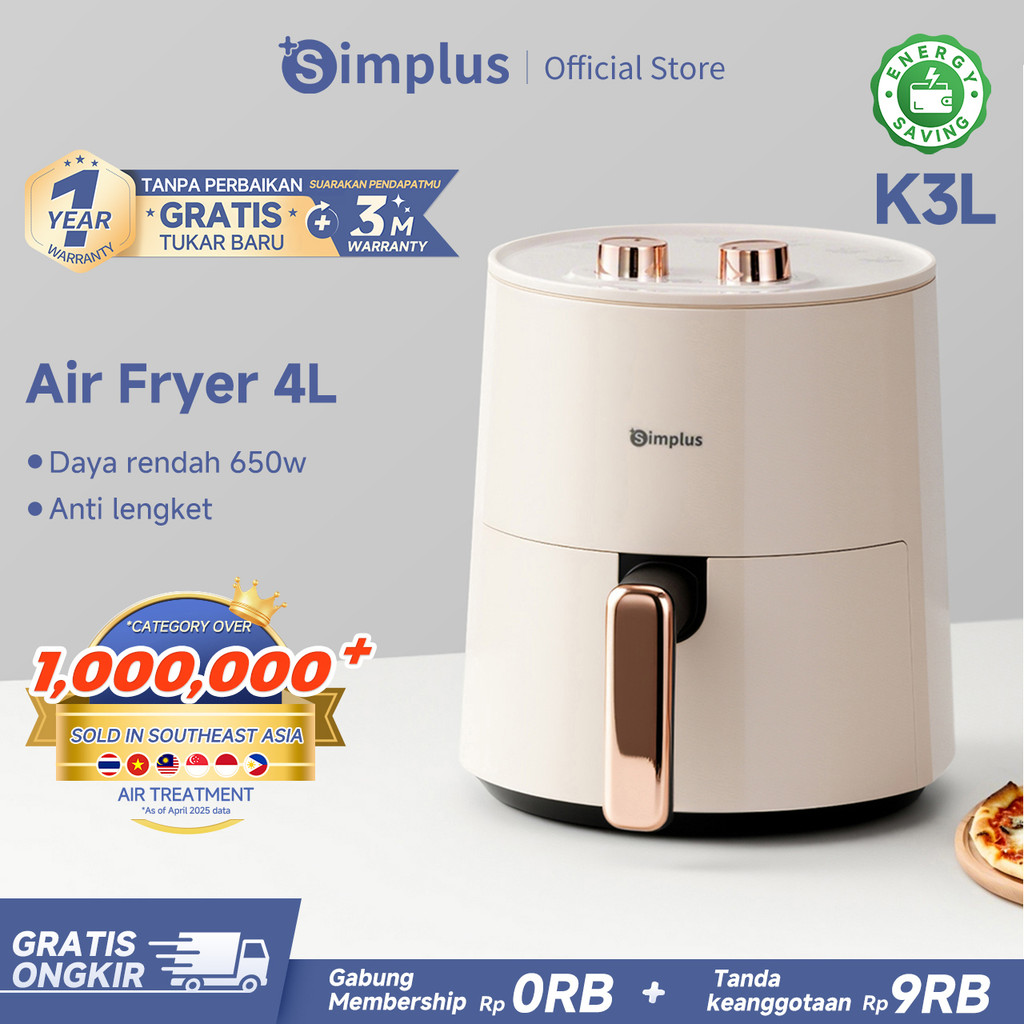 Simplus Air Fryer 4L Low Watt 650w Penggorengan Sehat Tanpa Minyak Anti Lengket Tombol Mekanis Masak