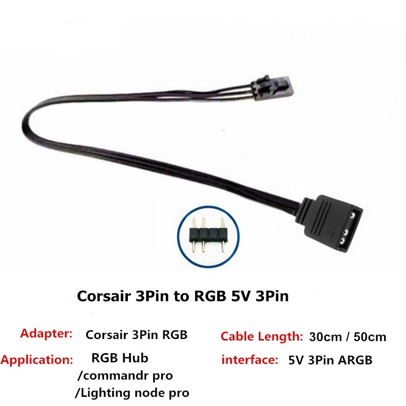 Corsair 5V 3-Pin ARGB to RGB 3Pin 4Pin LED Adapter Cable for HD LL120 140 QL Fan