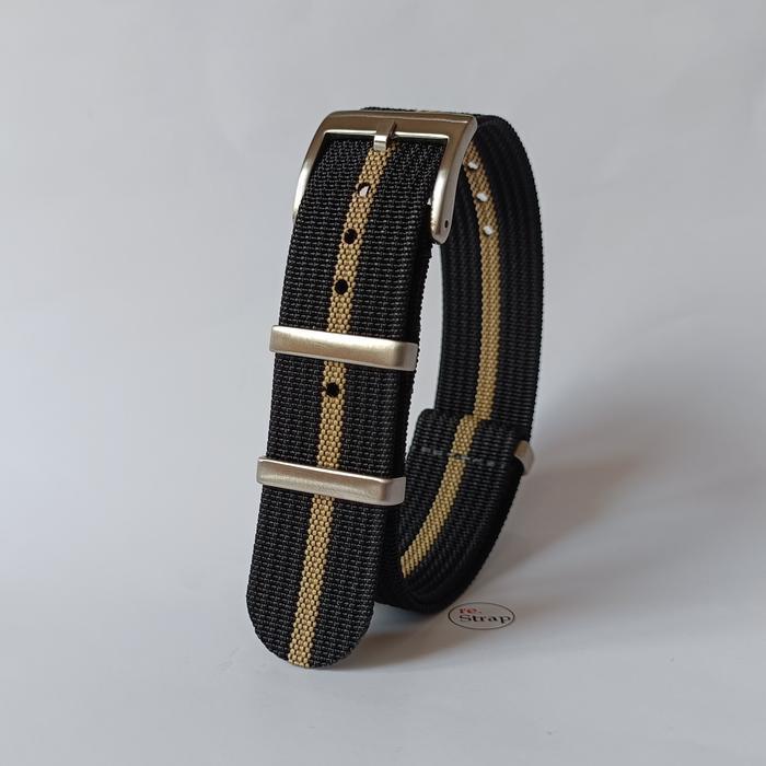Tali Jam Nato Strap Ribbed Nylon Black-Khaki Pm-26 - 20mm