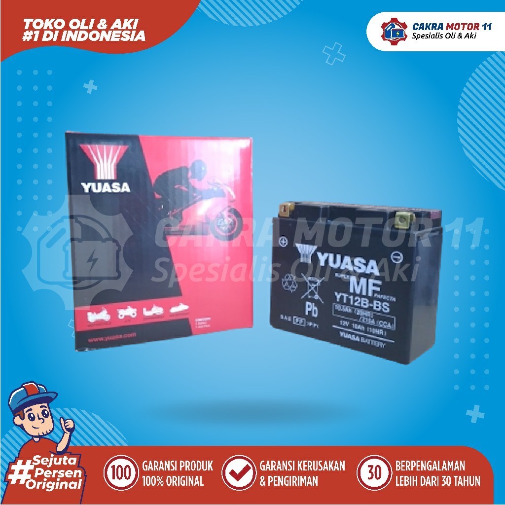 Aki Triumph 865 Yuasa Motor Yt 12 B Bs Lokal