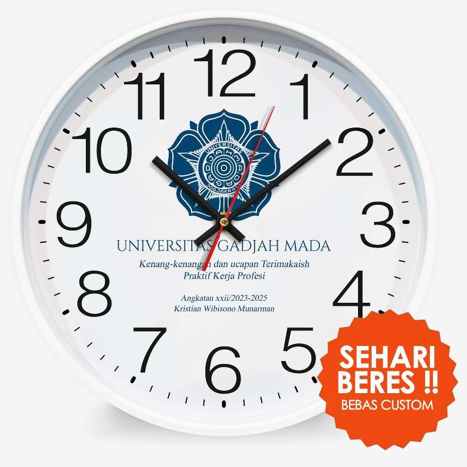 READY IMPRESI - Jam Dinding Custom Foto Kenang Kenangan KKN PKL Custom Logo Gift Kampus Souvenir Kul