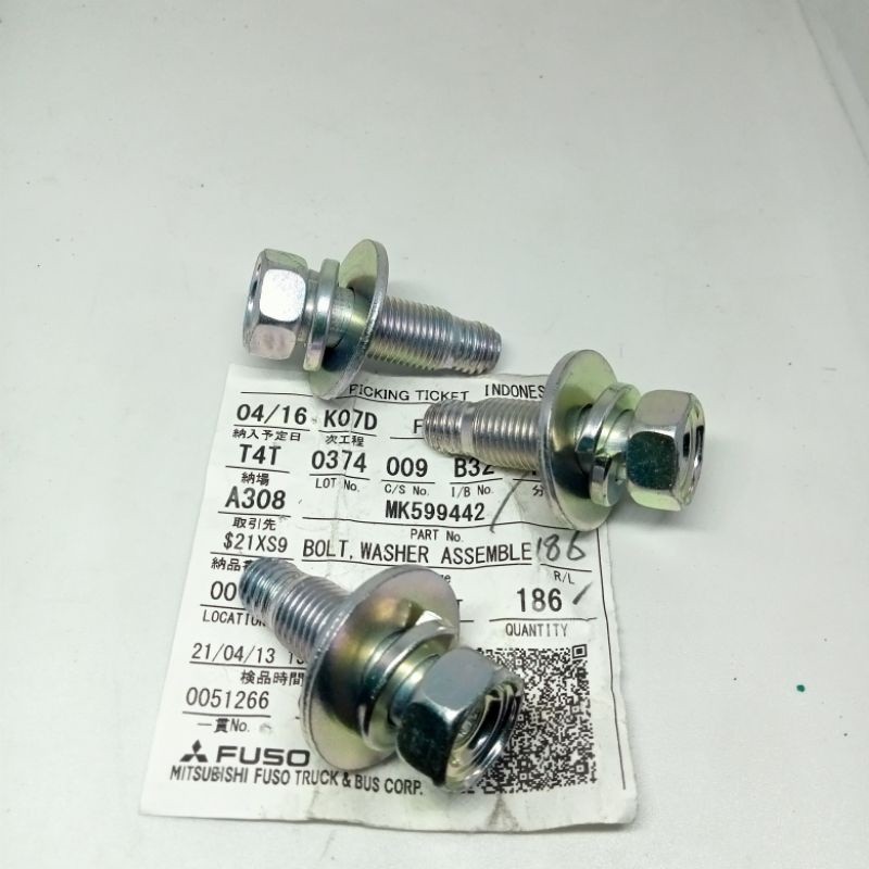 BOLT WASER ASSEMBLE BAUT 17 M 12 × 30 DOBEL RING ORIGINAL MITSUBISHI  BAUT 17 PANJANG 3CM EmakBaut