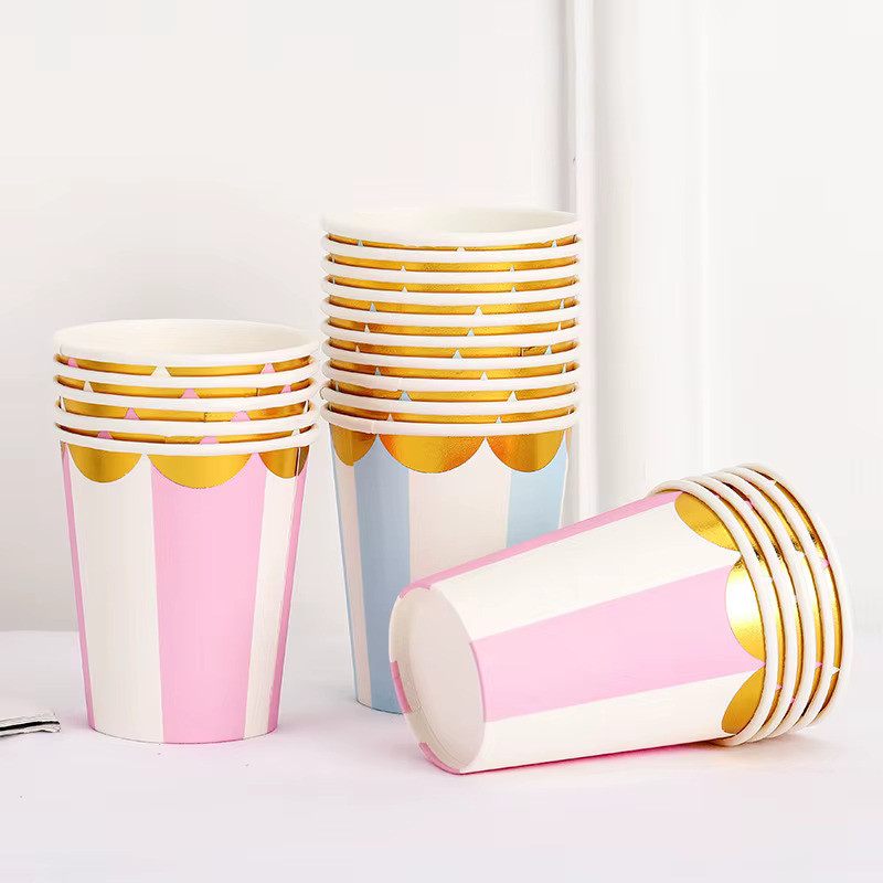 Gelas Kertas Warna Polos / Gelas Kertas Polkadot Paper Cup / Gelas Ulang Tahun Polos / Party [10 Pcs