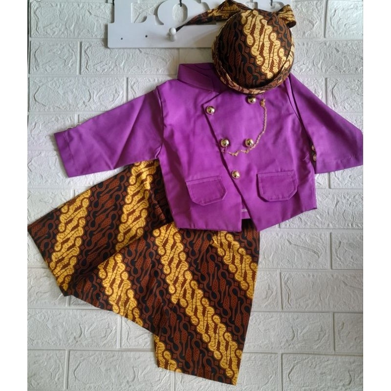 PROMO  beskap bayi tujuh bulanan/ beskap solo anak dan blangkon/ setelan baju jadul surjan anak laki