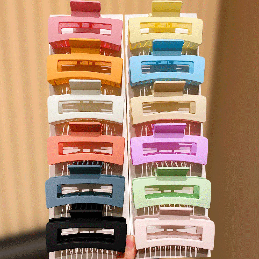 12/6-Pack Solid Color Square Hair Grips Fashionable Everyday Hair Accessories Styling Hairdo Enhance