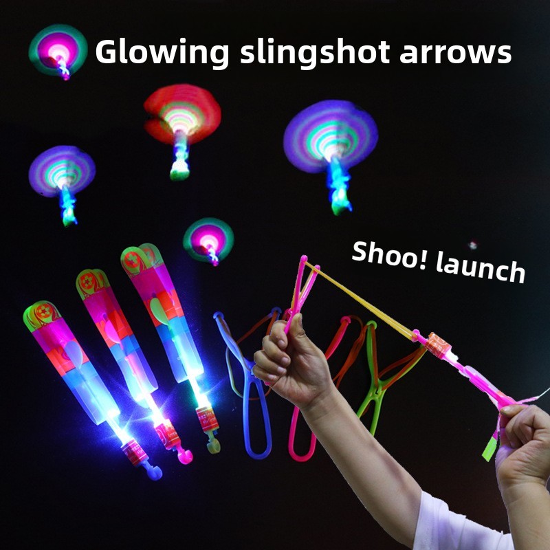 5-30PCS Light Up Flying Fairy Slingshot Toy LED Flash Propeller Arrow Outdoor Fun for Kids Night Pla