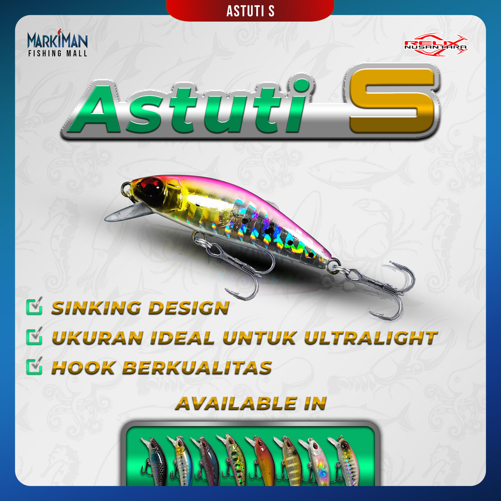 Umpan Pancing Astuti S Relix Nusantara Minnow 50 mm Sinking Hook VMC | Shimano Miravel 2022 Reel Pan