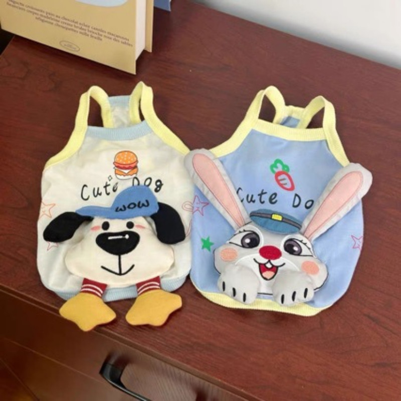 Boneka Anjing Lucu 3D, Boneka Kucing Suspender, Kostum Anjing Kecil Bichon Frise Modis