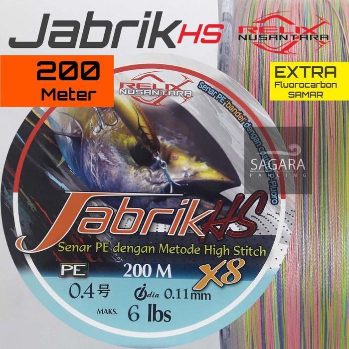 Senar PE X8 JABRIK HS 200m / 300m - Relix Nusantara - PE 0.4 - 200m