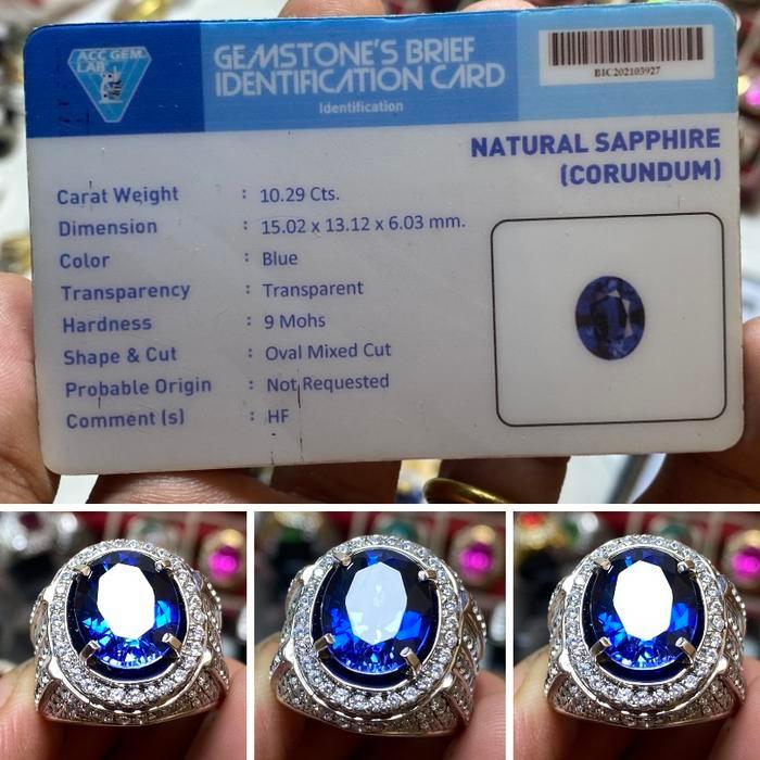 Cincin Blue Safir Ring Perak memo