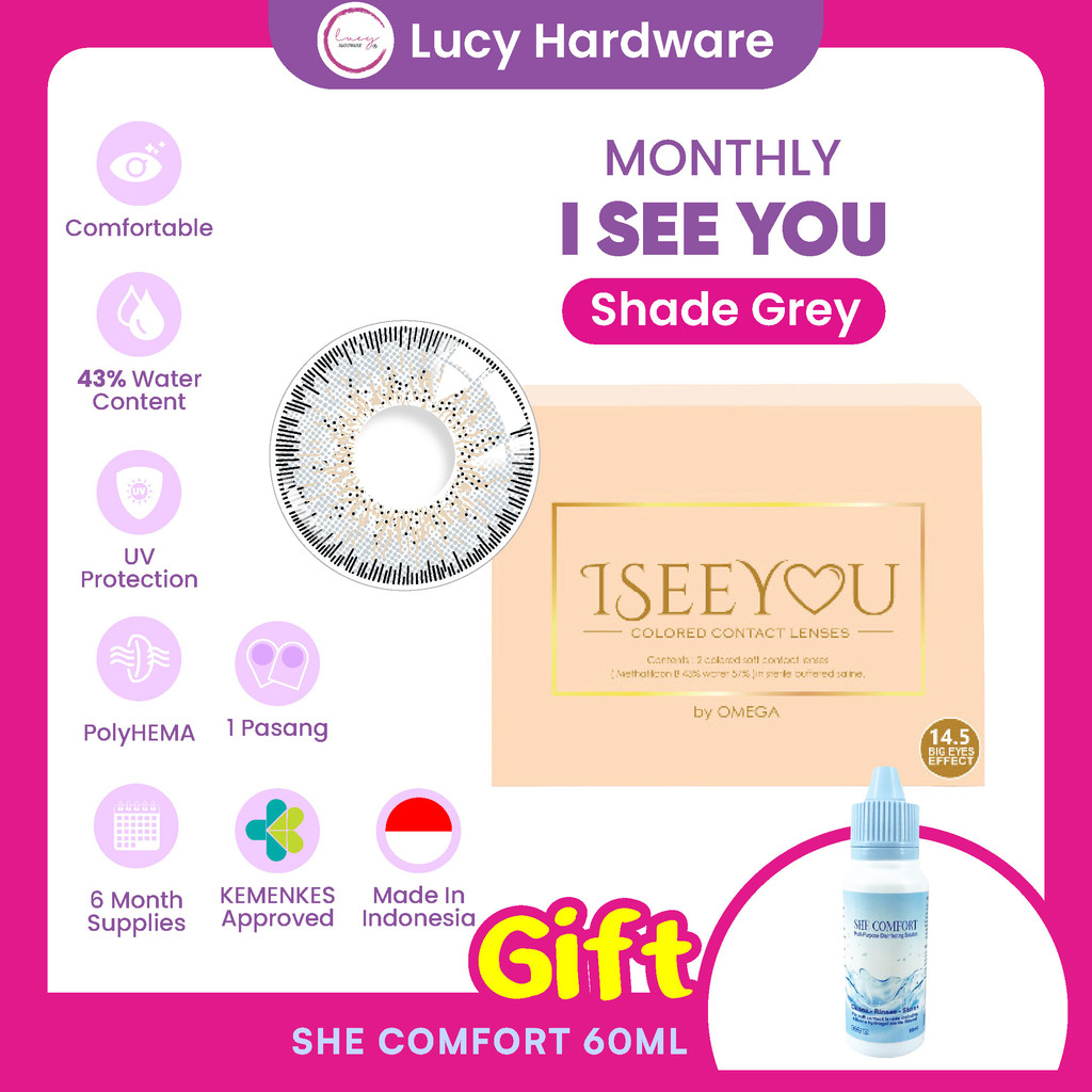CLEARANCE SALE I See You Shade Grey Bulanan Softlens Warna