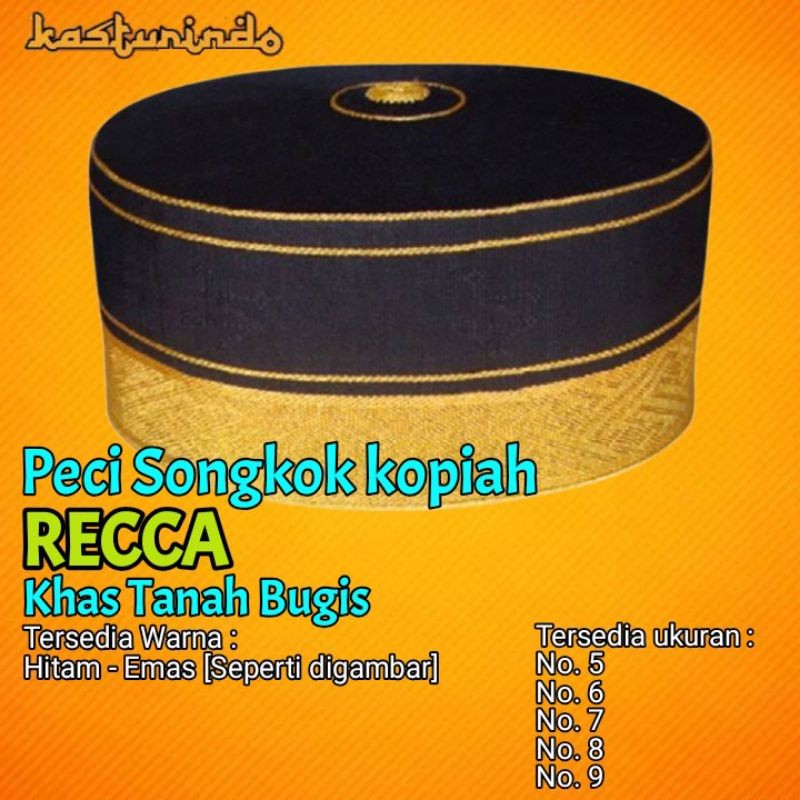 [TERMURAH] Kopiah Recca Bugis Bone Peci Reca Songkok khas Sulawesi - Kuning / Gold Spon Premium