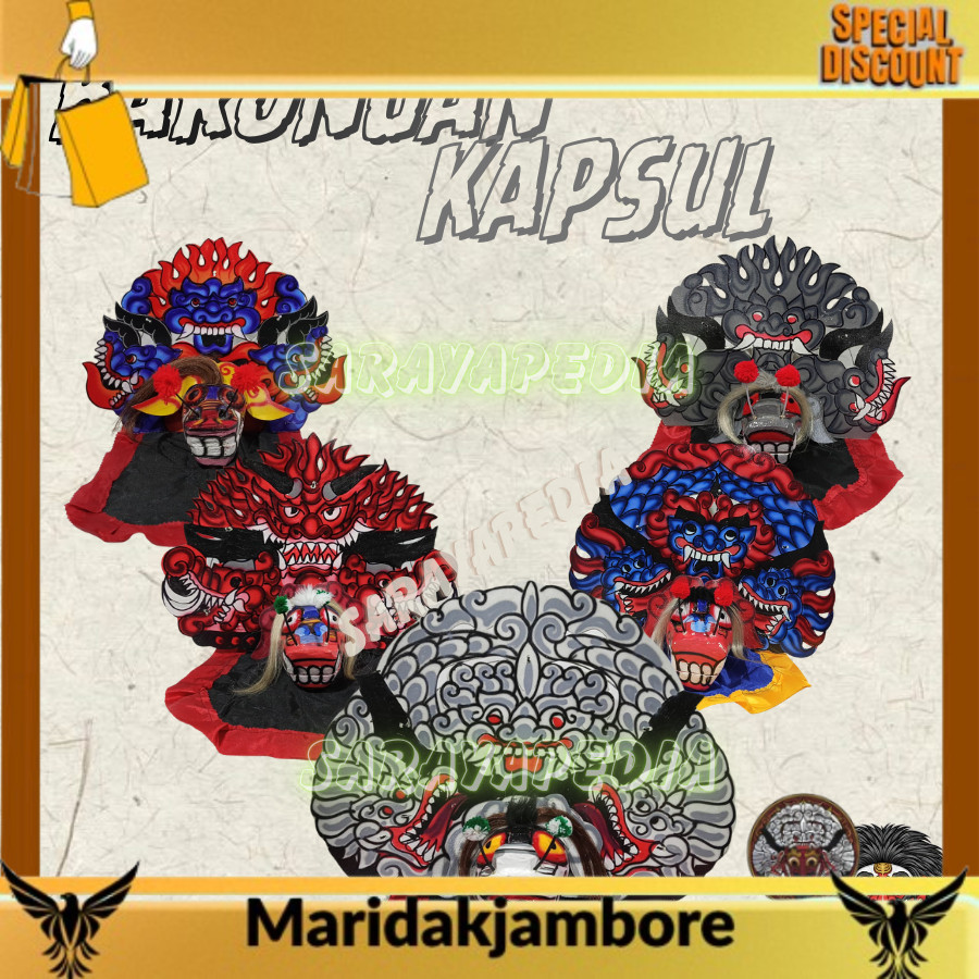 anak-anak hobby Barongan Kapsul Bahan Kayu Mainan Anak Budaya Tradisional Free Kemul LKP Mj barongan