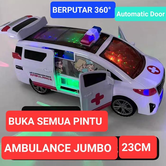 MAINAN MOBIL AMBULANCE CAR MOBIL POLISI BISA BUKA PINTU - AMBULANCE JUMBO