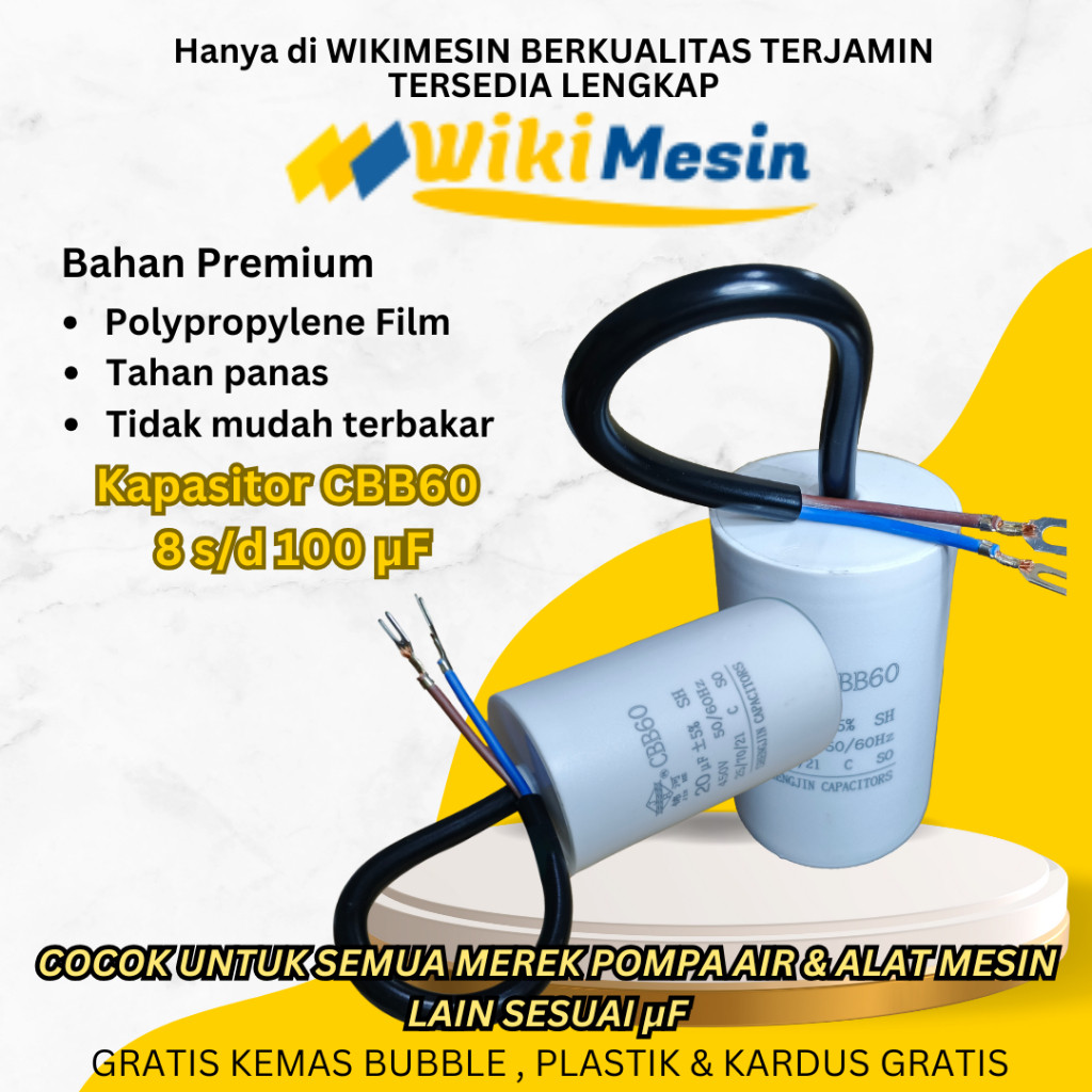 Kapasitor Pompa Air 8uf 12uf 14uf 16uf 20uf 25uf 30uf 35uf 40uf 45uf 50uf 55uf 60uf 80uf 100uf capas