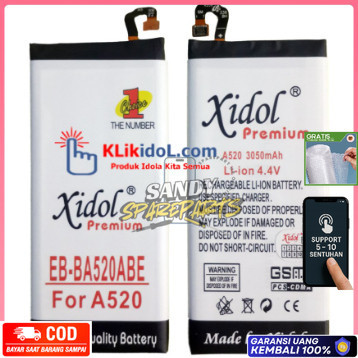 GARANSI 12 BULAN BATERAI IDOL SAMSUNG A520 A5 2017 EB-BA520ABE BATTERY BATRE PREMIUM