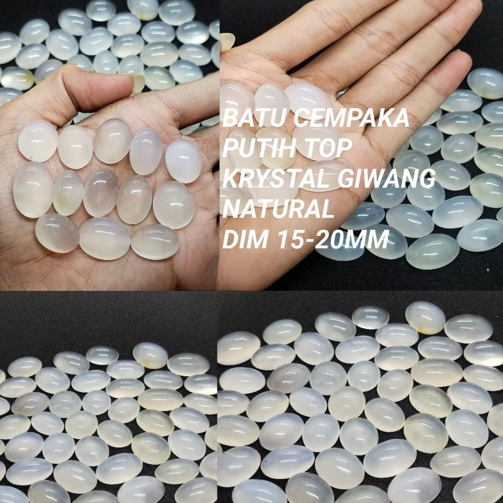 BATU CEMPAKA PUTIH TOP KRYSTAL GIWANG NATURAL
