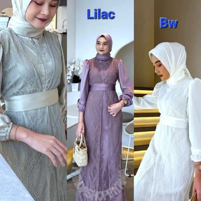 GANGSASHOP  Dress Brukat Florenza Busui Gamis Mewah Premium Elegan Syari Kondangan Pesta Trendi Terb