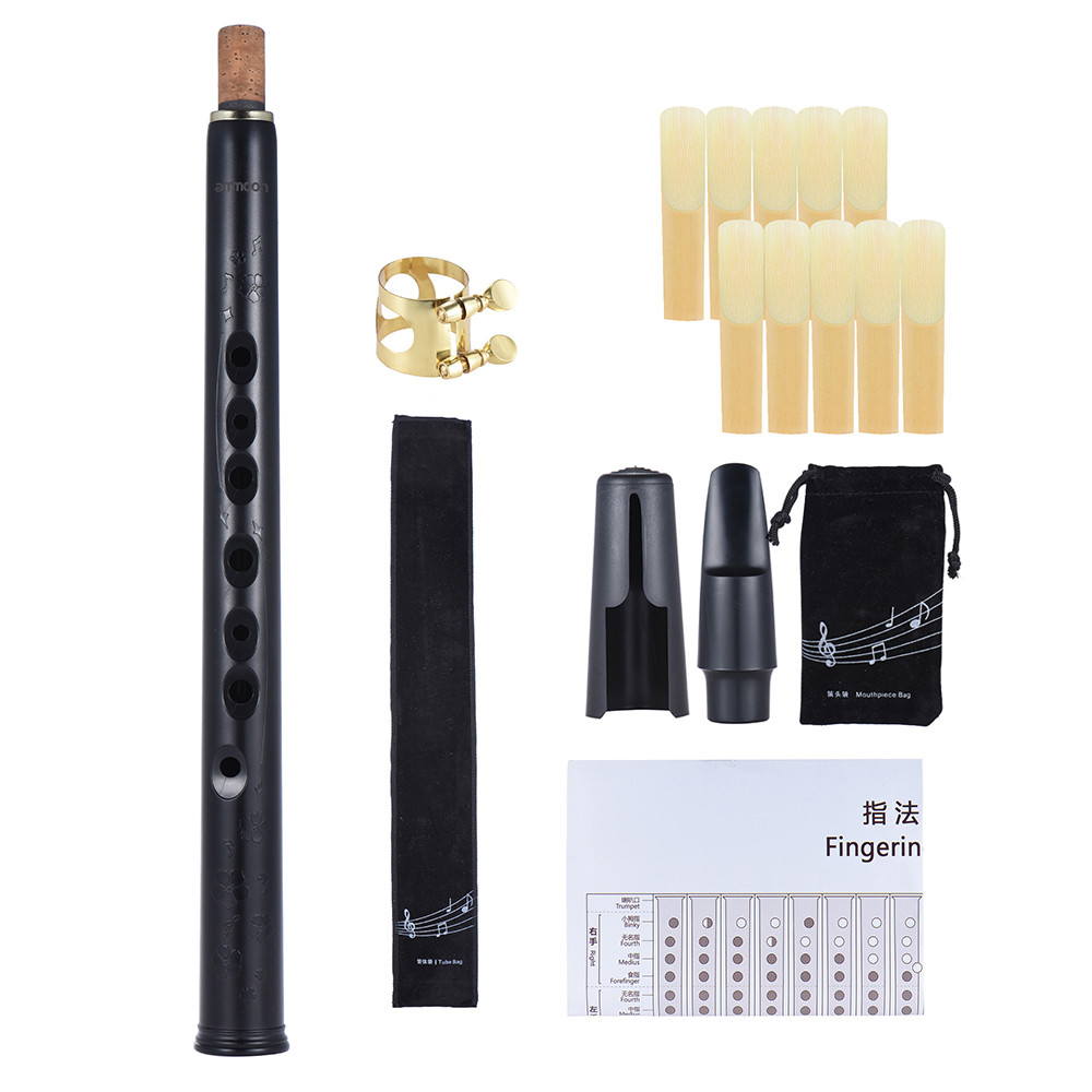 Mini Pocket Bb Saxophone Alto Mouthpiece ABS Sax with 5 Reeds Black Saxophone Set Woodwind Musical I