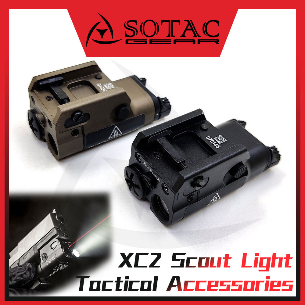 SOTAC-GEAR XC2 Flashlight LED White Light + Red La-ser Tactical Scout Light Aluminum Fit 20mm Picati