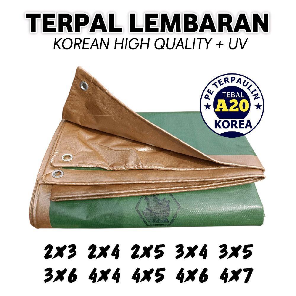 terpal korea A20 army gold ukuran 2x3 2x4 2x5 3x4 3x5 3x6 4x4 4x5 4x6 4x7